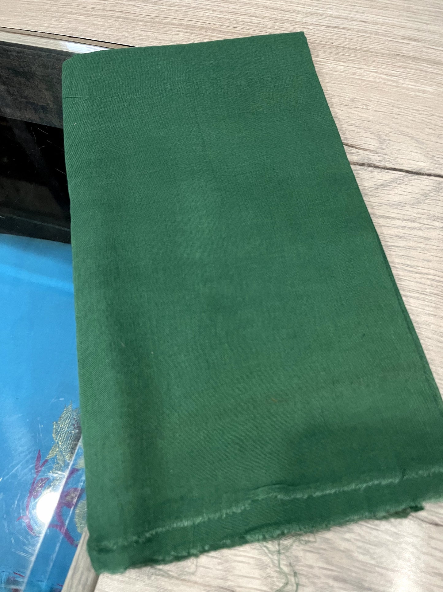 AU23A037 White Blue Block Printed Kota Doria Saree