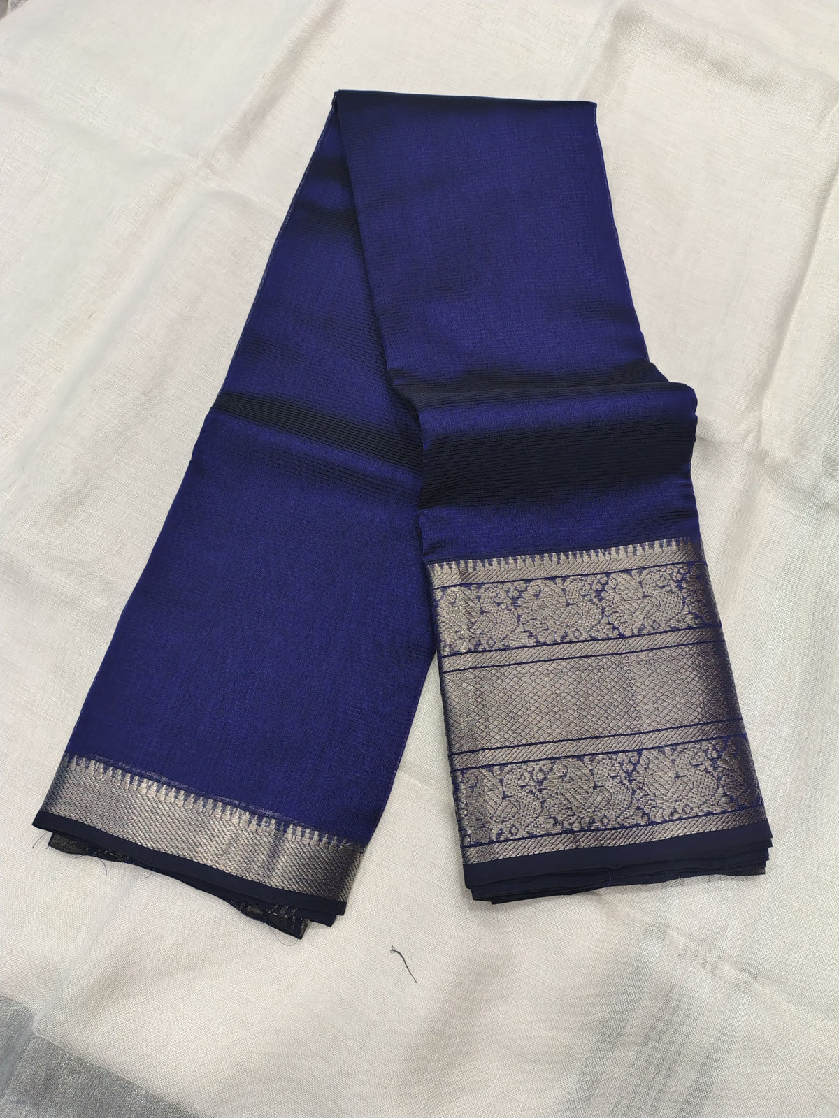 AU26A096 Royal Blue Pure Handloom Mangalgiri Silk Saree