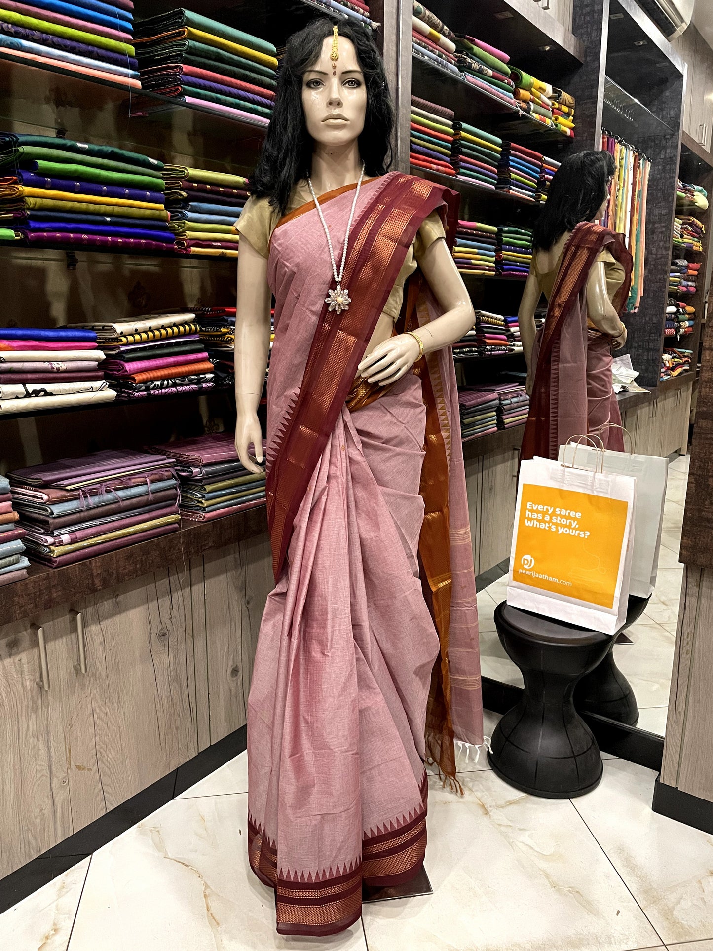 OT24A007 Pink Maroon Pure Handloom Kanchi Cotton Saree