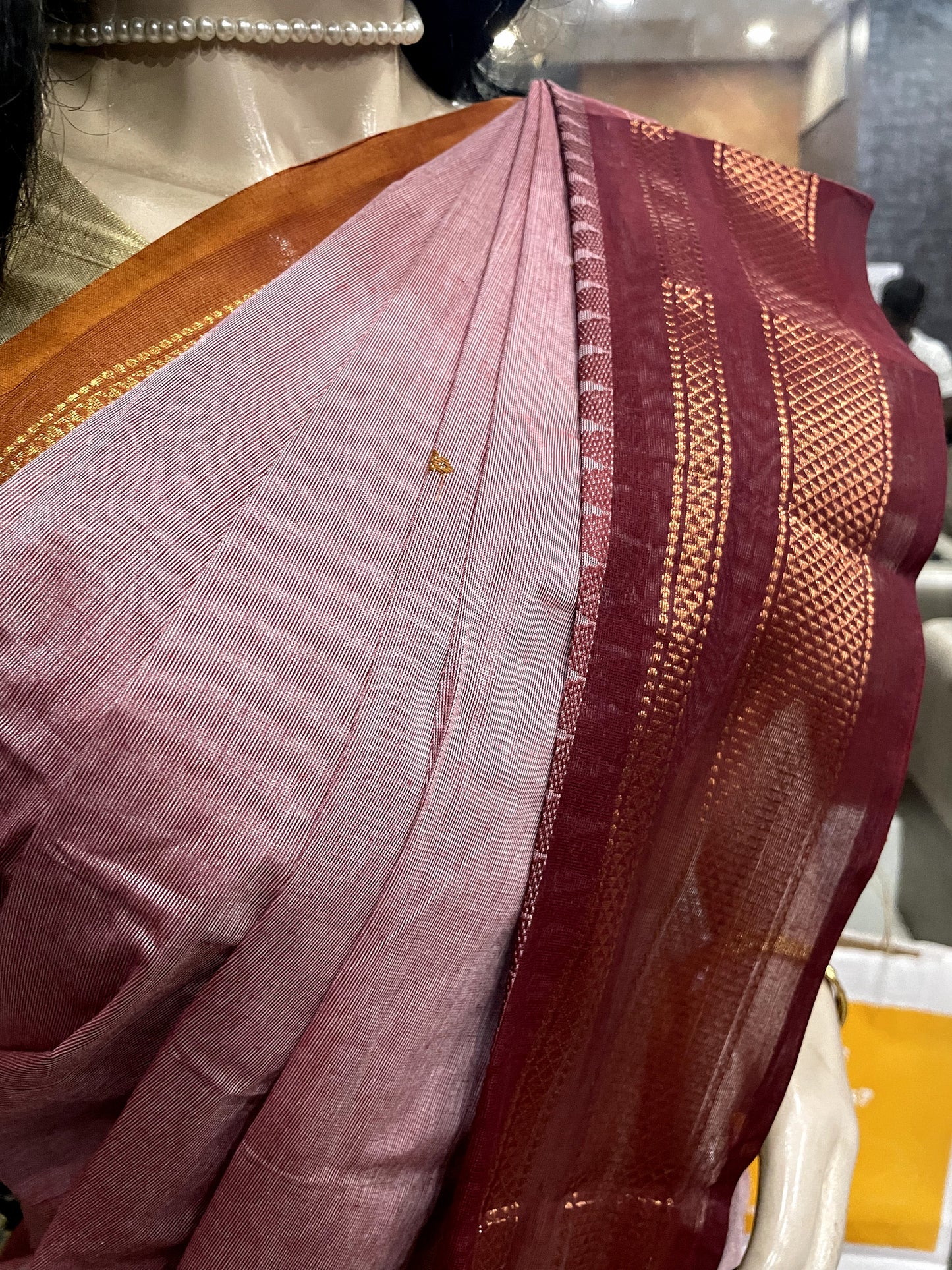 OT24A007 Pink Maroon Pure Handloom Kanchi Cotton Saree