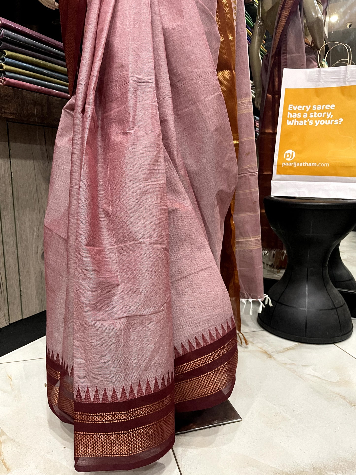 OT24A007 Pink Maroon Pure Handloom Kanchi Cotton Saree