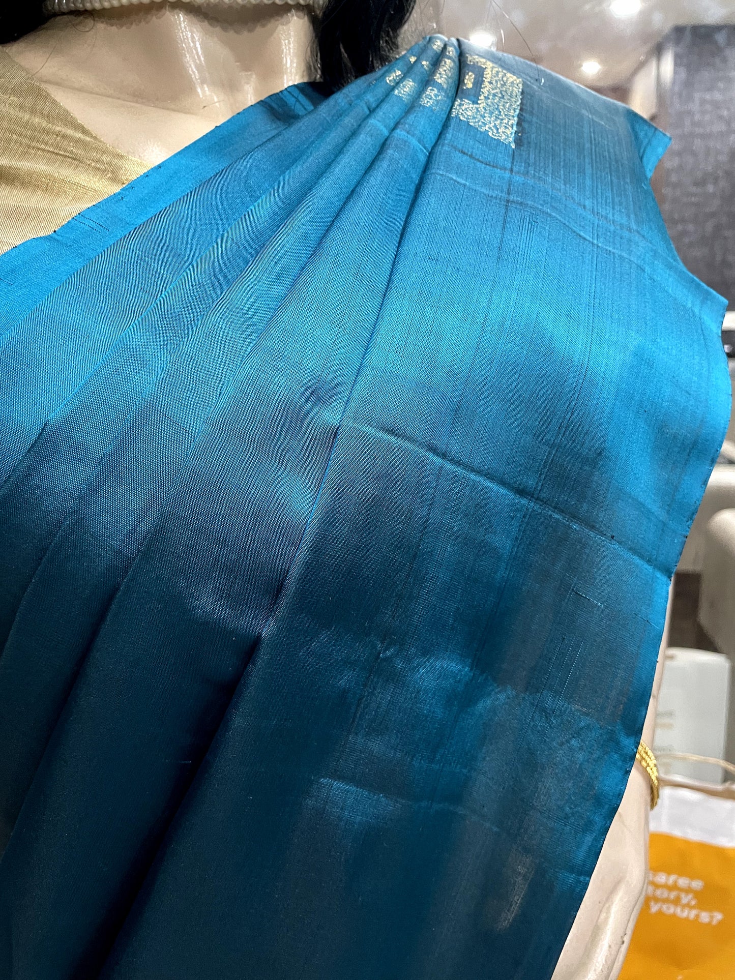OT24A065 Peacock blue Blue Pure Handloom Soft Silk Saree