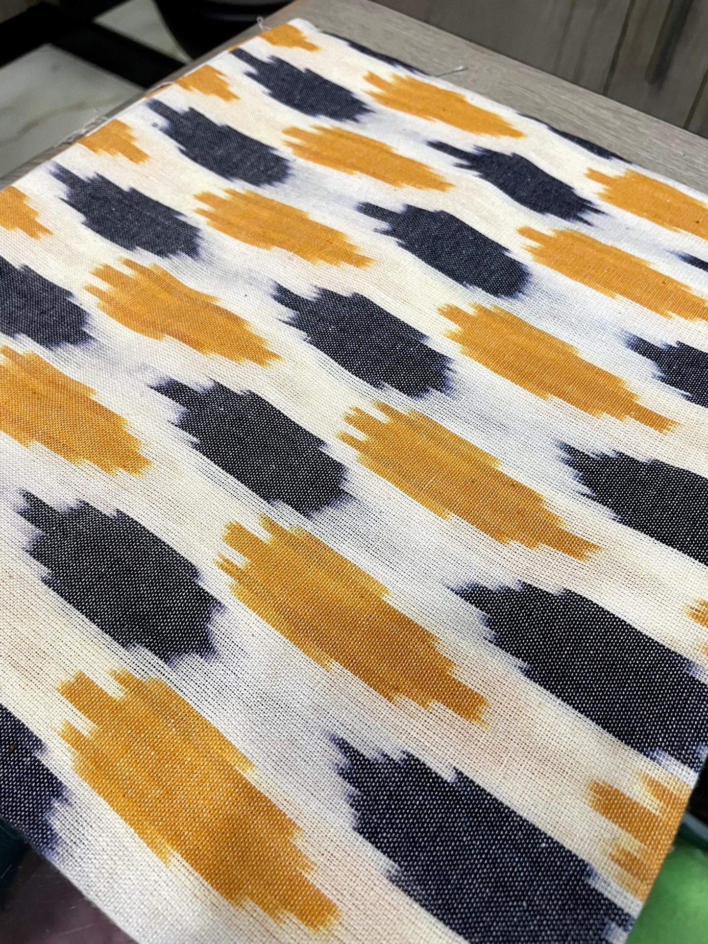 OT24A105 Black Yellow Handloom Pochampally Ikkat Mercerized Cotton Saree