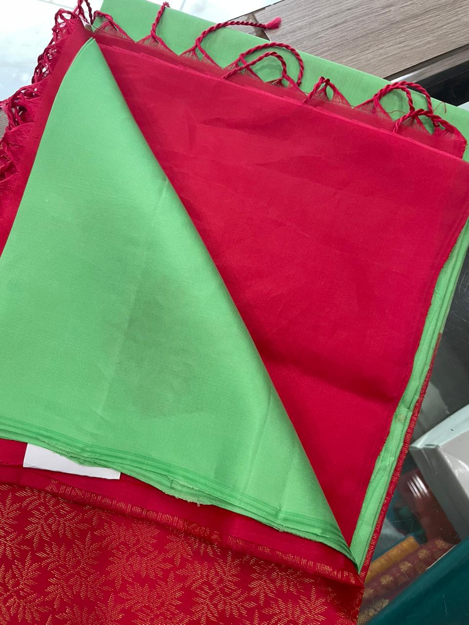 OT25A072 Green Pure Handloom Soft Silk Saree