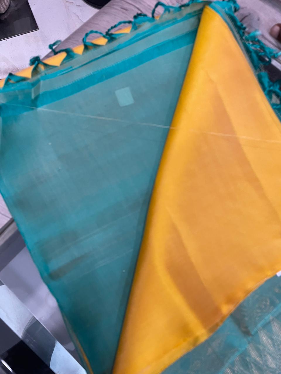 OT25A078 Yellow Pure Handloom Soft Silk Saree