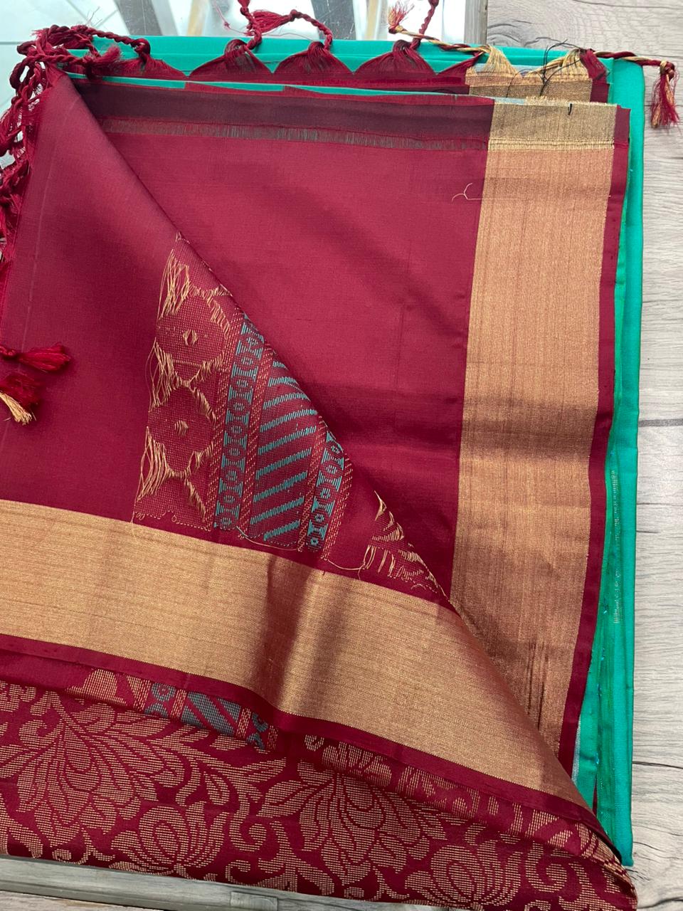 OT25A081 Green Pure Handloom Soft Silk Saree
