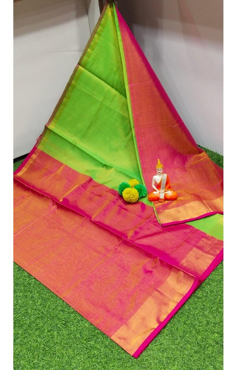 PJJL24A046 Green Peach Pure Handloom Uppada Silk Saree