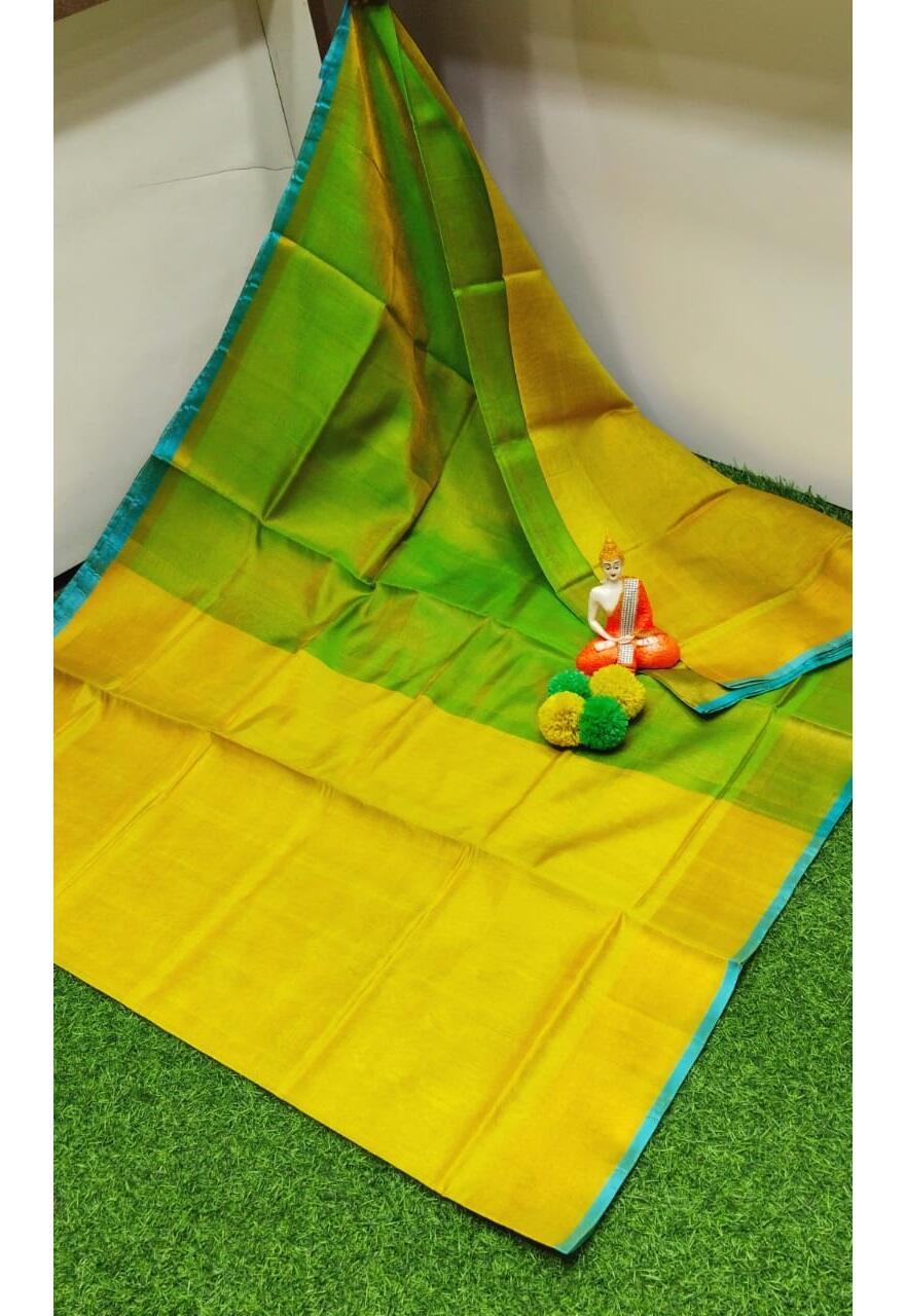 PJJL24A050 Green Yellow Pure Handloom Uppada Silk Saree