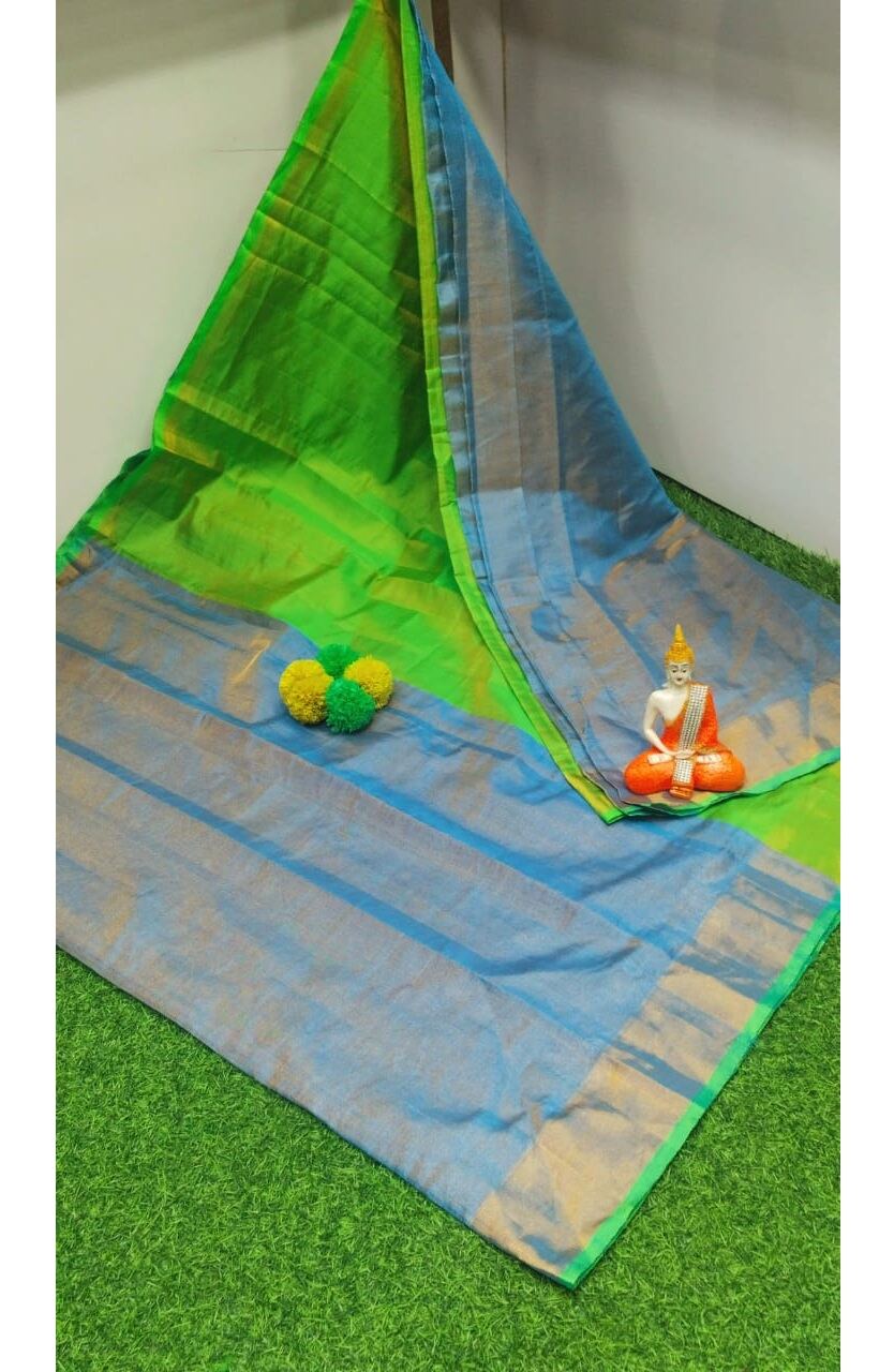 PJJL24A056 Green Blue Pure Handloom Uppada Silk Saree