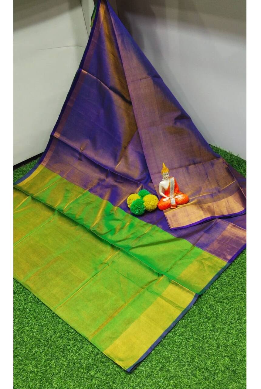 PJJL24A059 Purple Green Pure Handloom Uppada Silk Saree