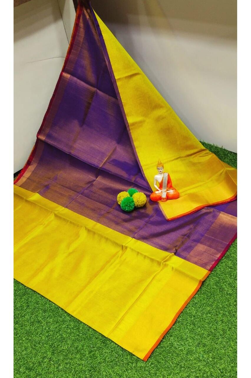 PJJL24A060 Purple Yellow Pure Handloom Uppada Silk Saree