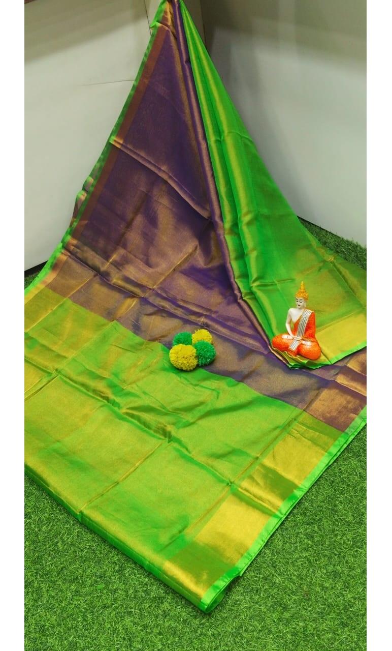 PJJL24A063 Purple Green Pure Handloom Uppada Silk Saree
