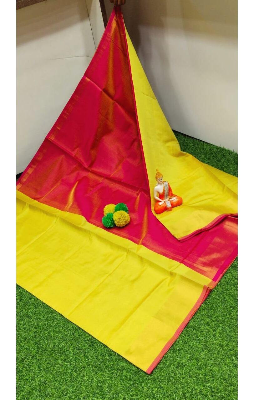 PJJL24A065 Rose Yellow Pure Handloom Uppada Silk Saree