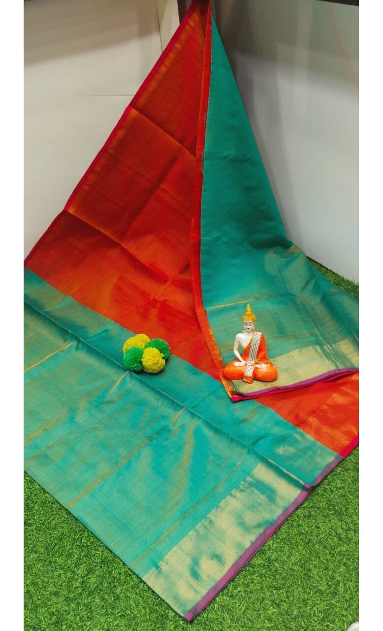 PJJL24A068 Red Blue Pure Handloom Uppada Silk Saree