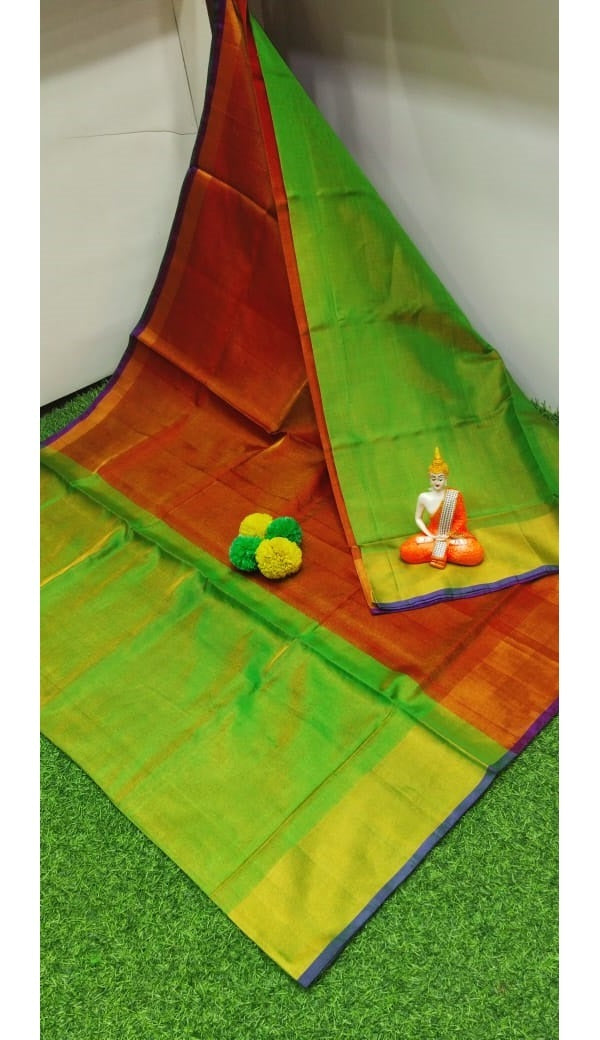 PJJL24A075 Brown Green Pure Handloom Uppada Silk Saree