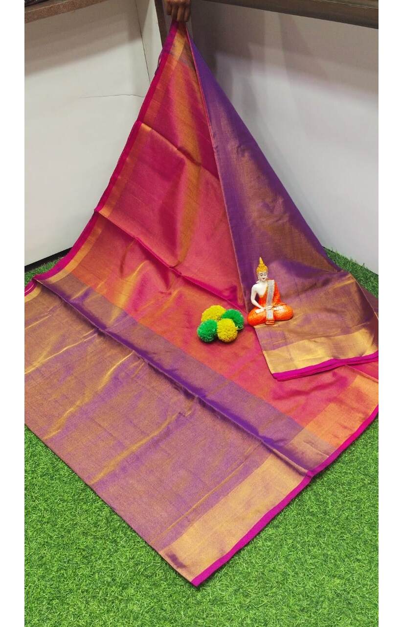 PJJL24A076 Peach Purple Pure Handloom Uppada Silk Saree
