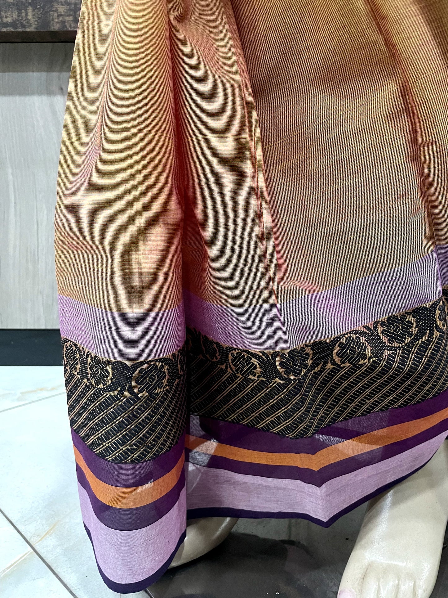 SP22A001 Beige Pink Pure Handloom Chettinad Cotton Saree