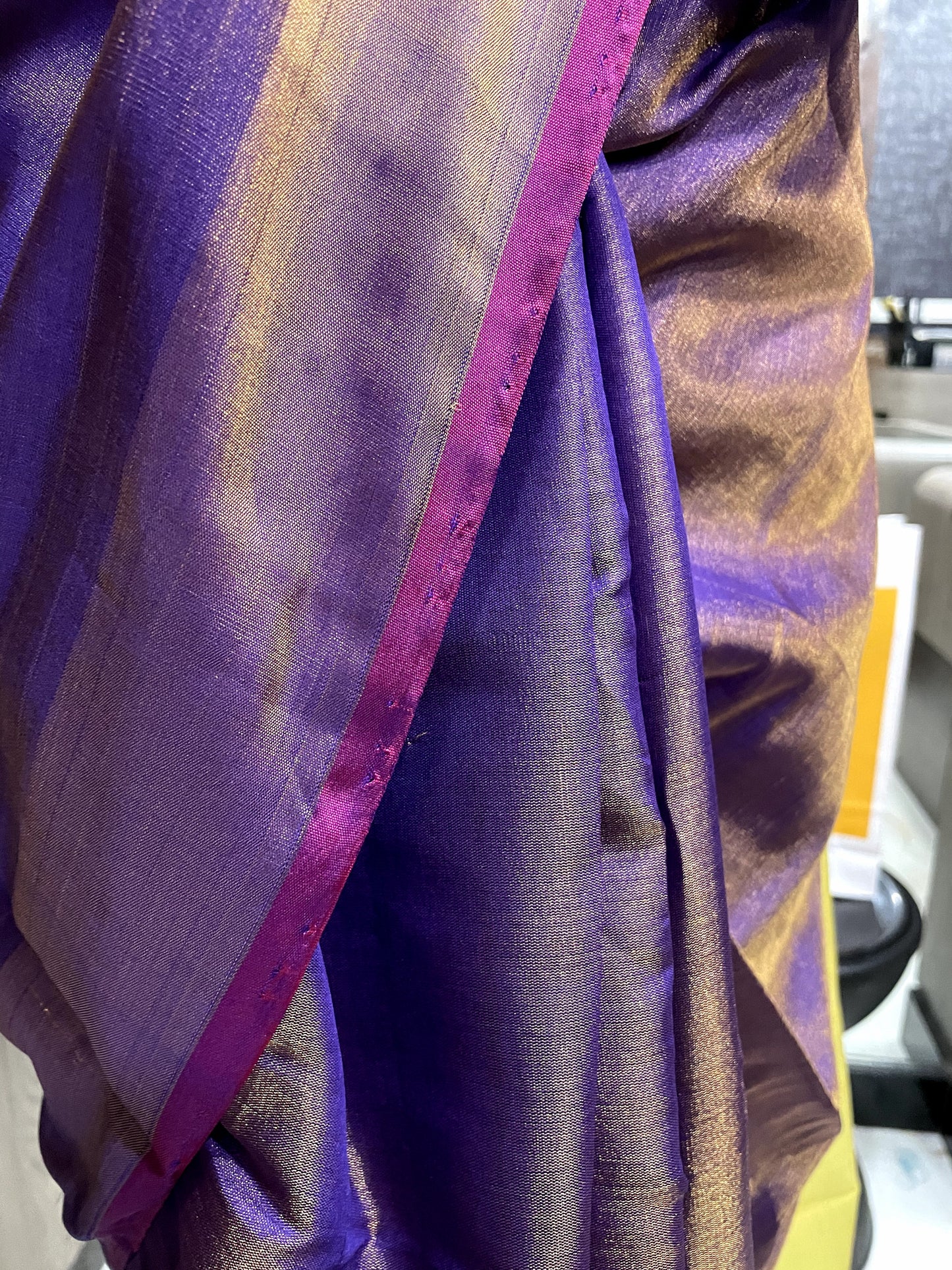 SP24A049 Purple Yellow Pure Handloom Uppada Silk Saree
