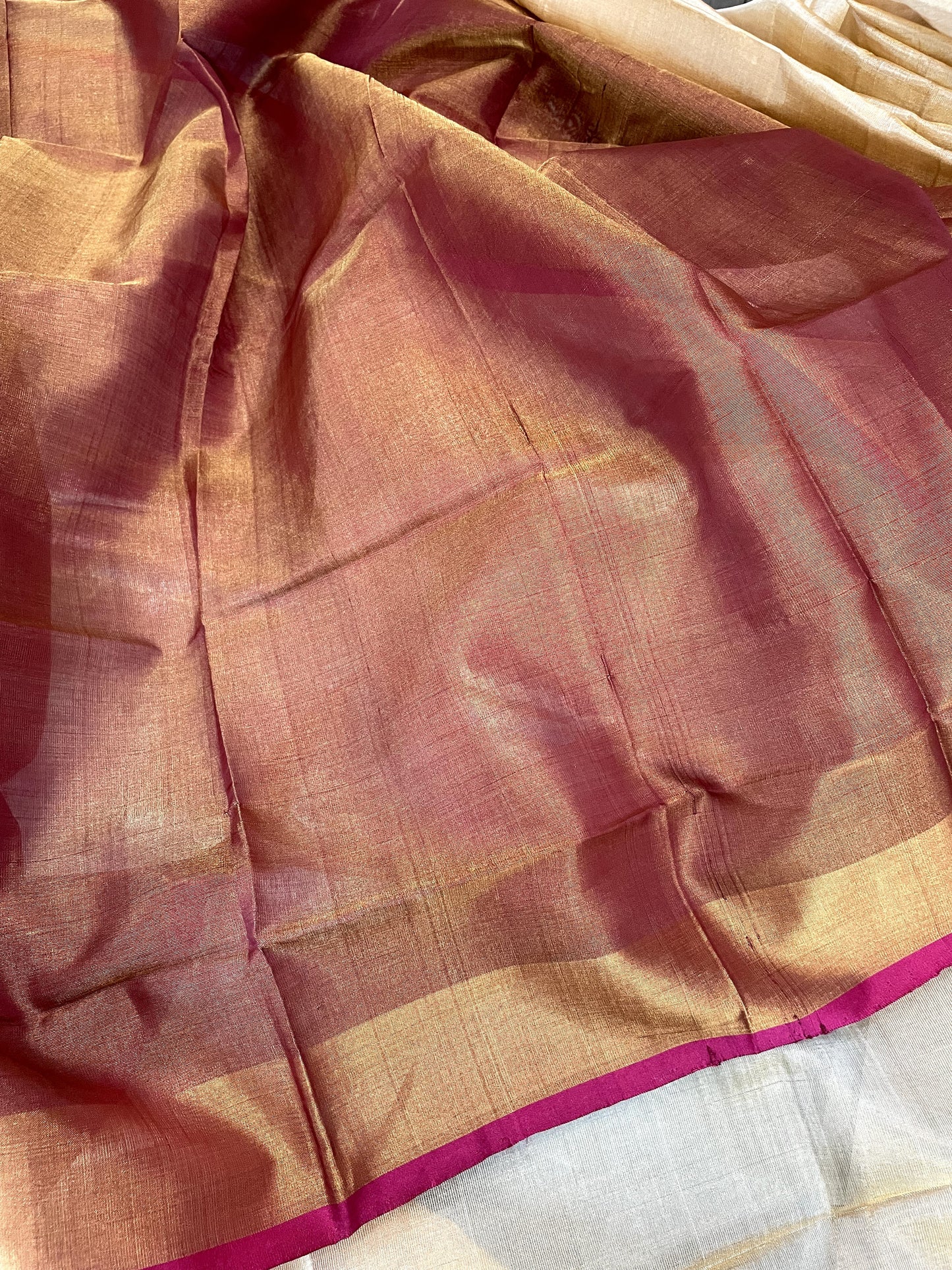 SP24A052 Cream Rose Pure Handloom Uppada Silk Saree
