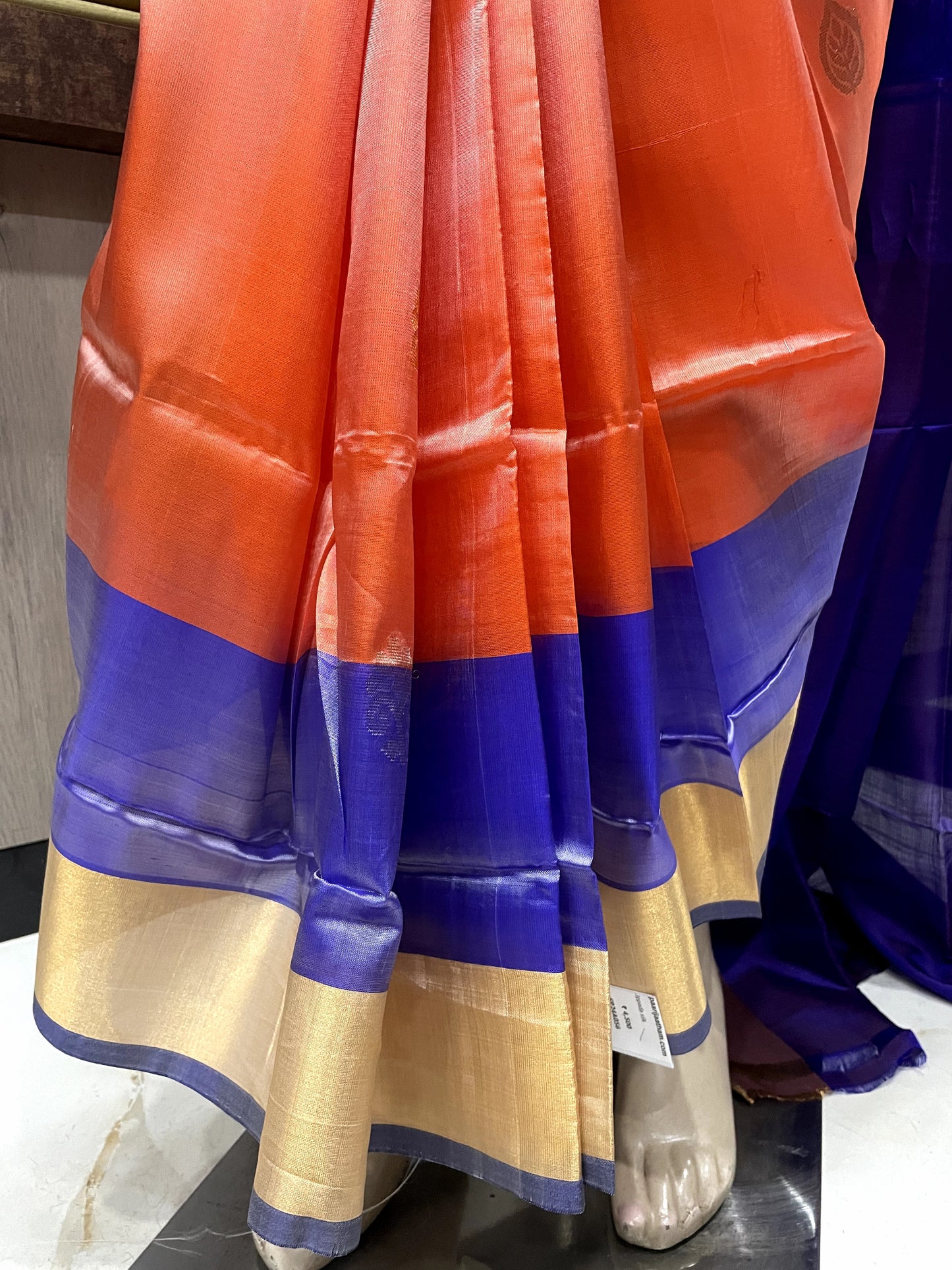 SP24A056 Peach Blue Pure Handloom Uppada Silk Saree