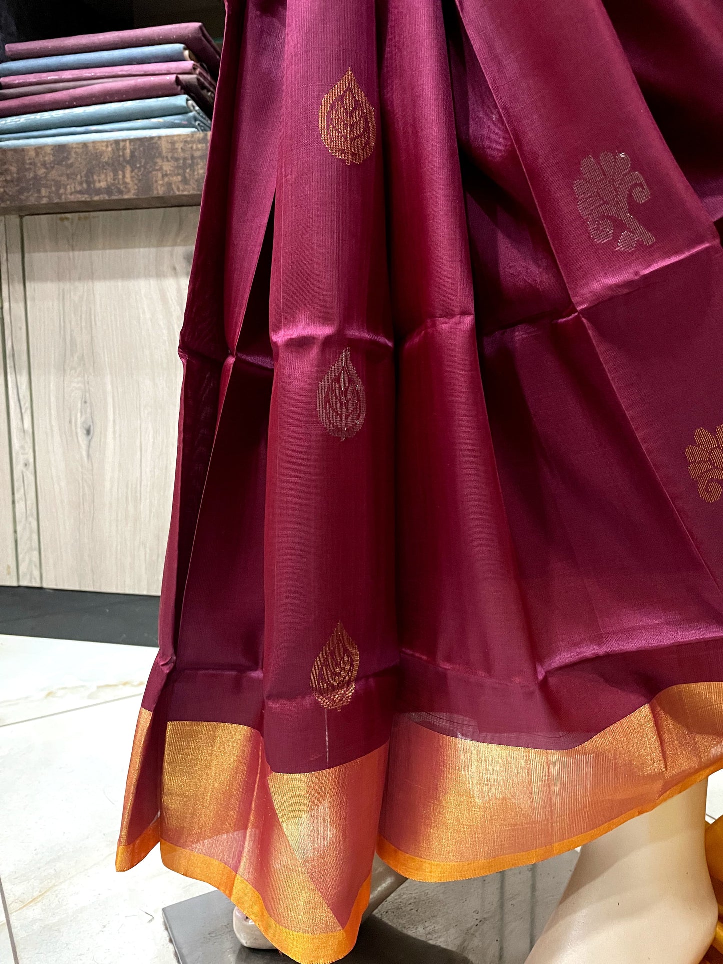 SP24A058 Maroon Yellow Pure Handloom Uppada Silk Saree