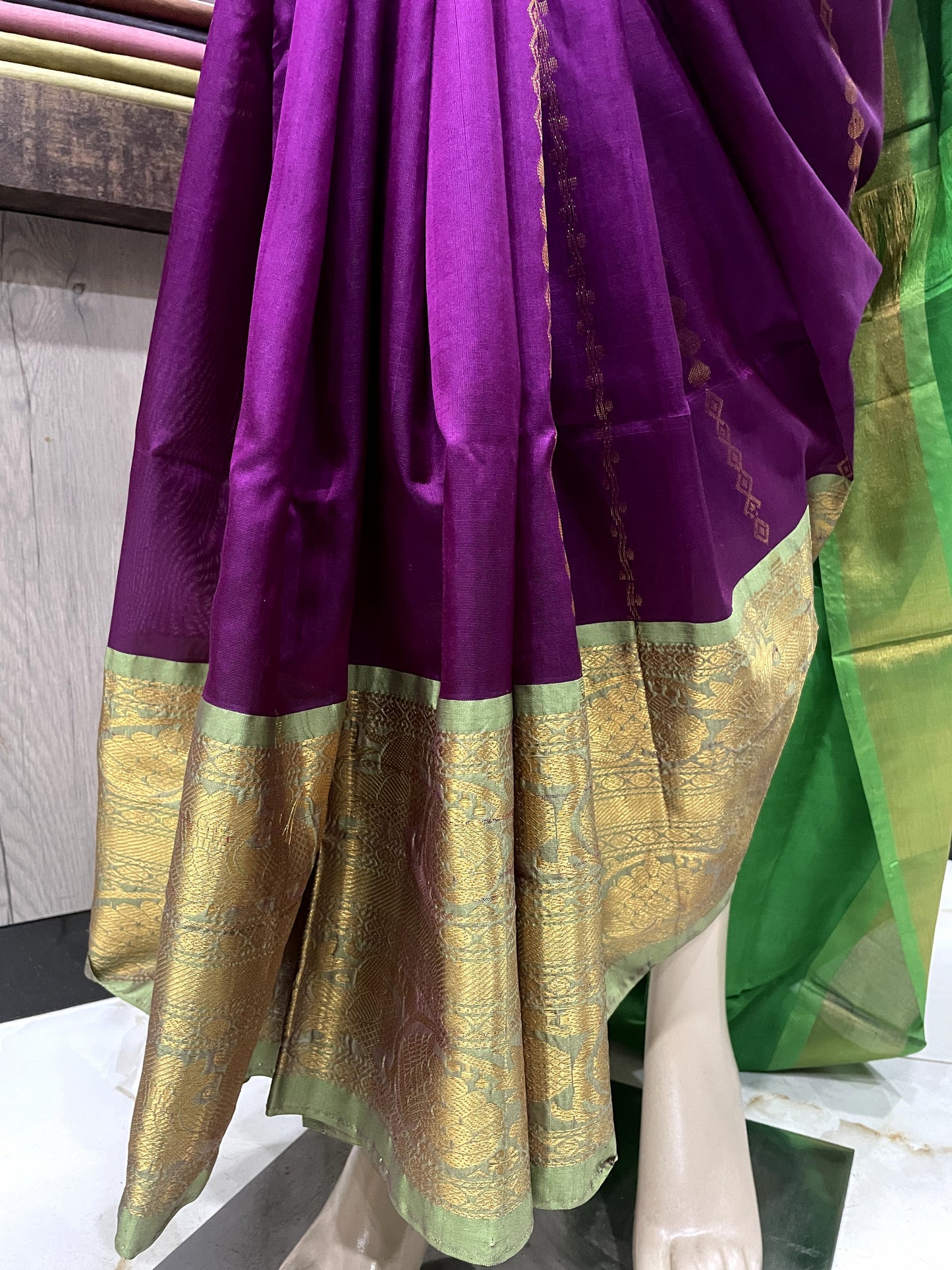 SP24A068 Purple Green Pure Handloom Uppada Silk Saree