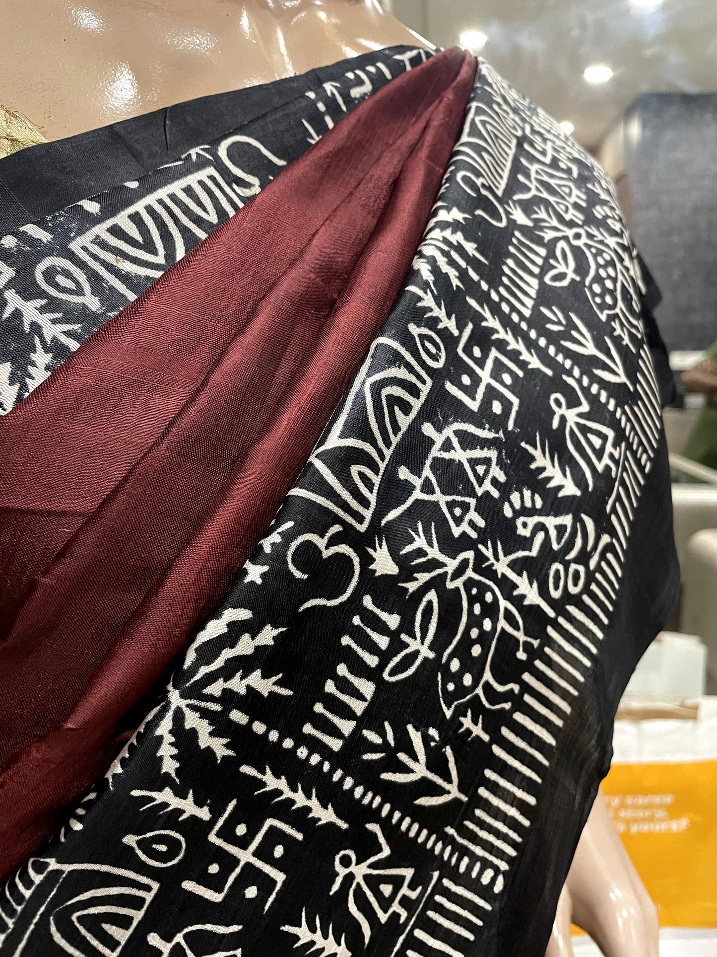SP24A141 Brown Black Pure Bishnupuri Silk Saree