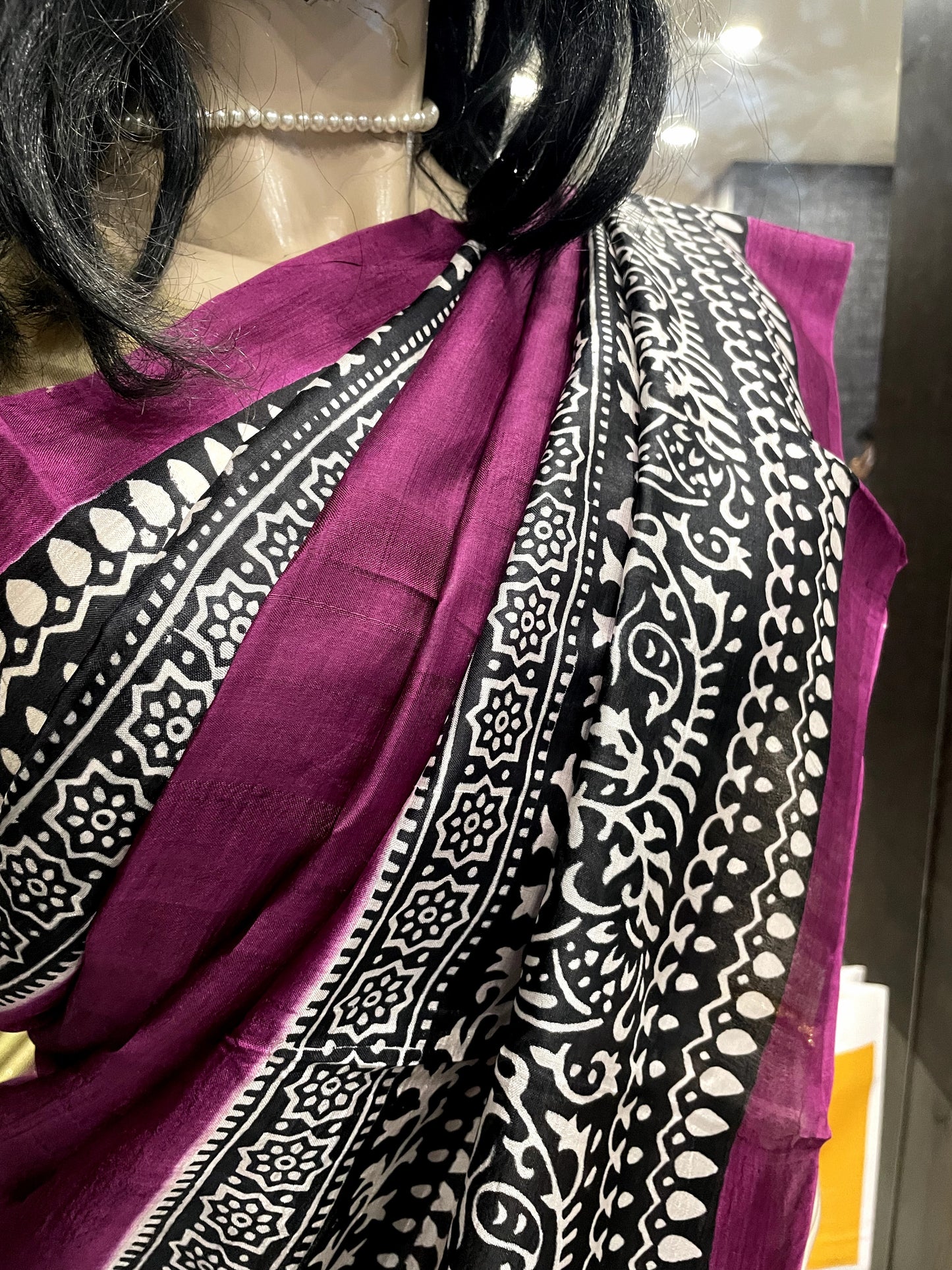 SP24A150 Purple Black Pure Bishnupuri Silk Saree