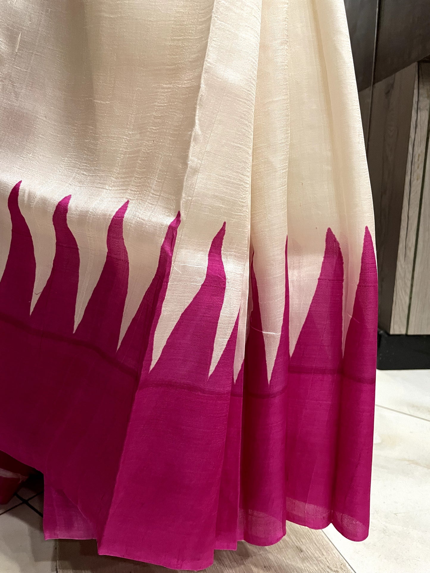 SP24A158 OffWhite Rose Pure Bishnupuri Silk Saree