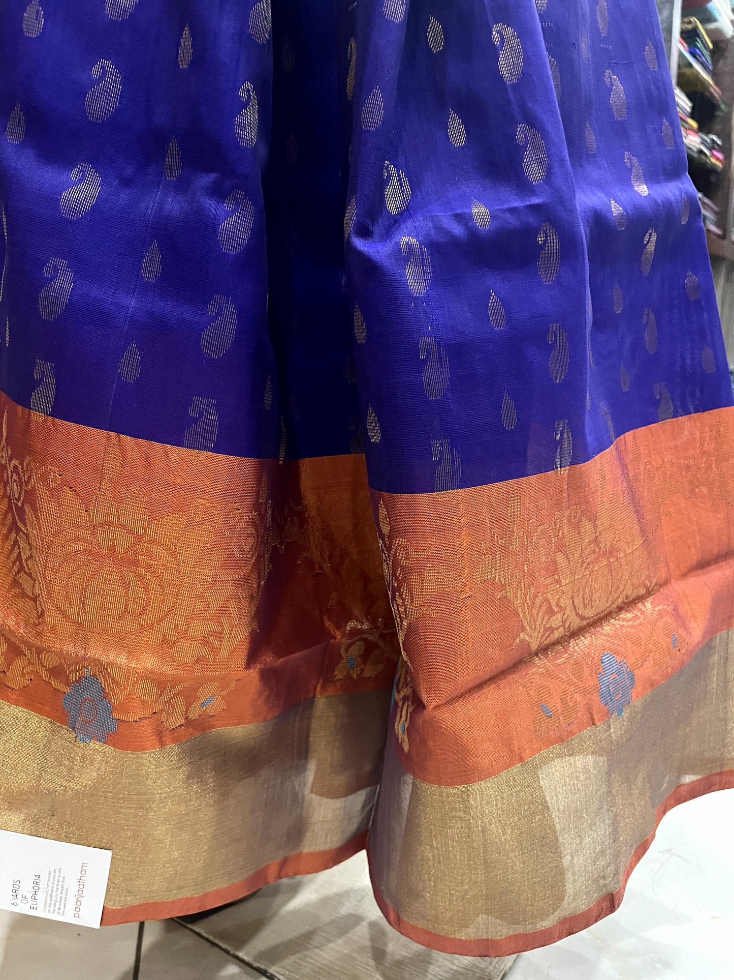 SP24A176 Blue Peach Pure Handloom Uppada Silk Saree