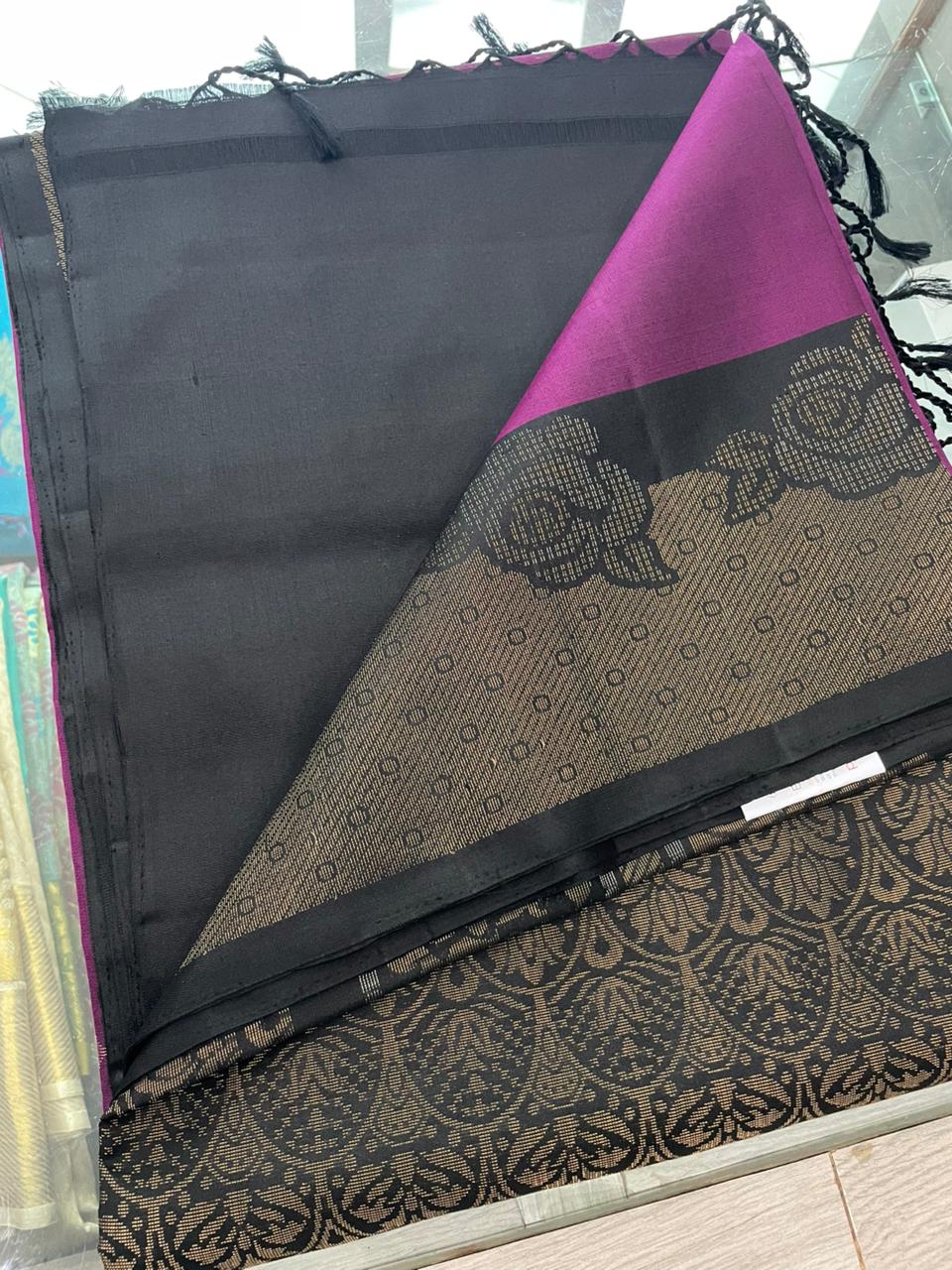 SP25A029 Violet Pure Handloom Soft Silk Saree