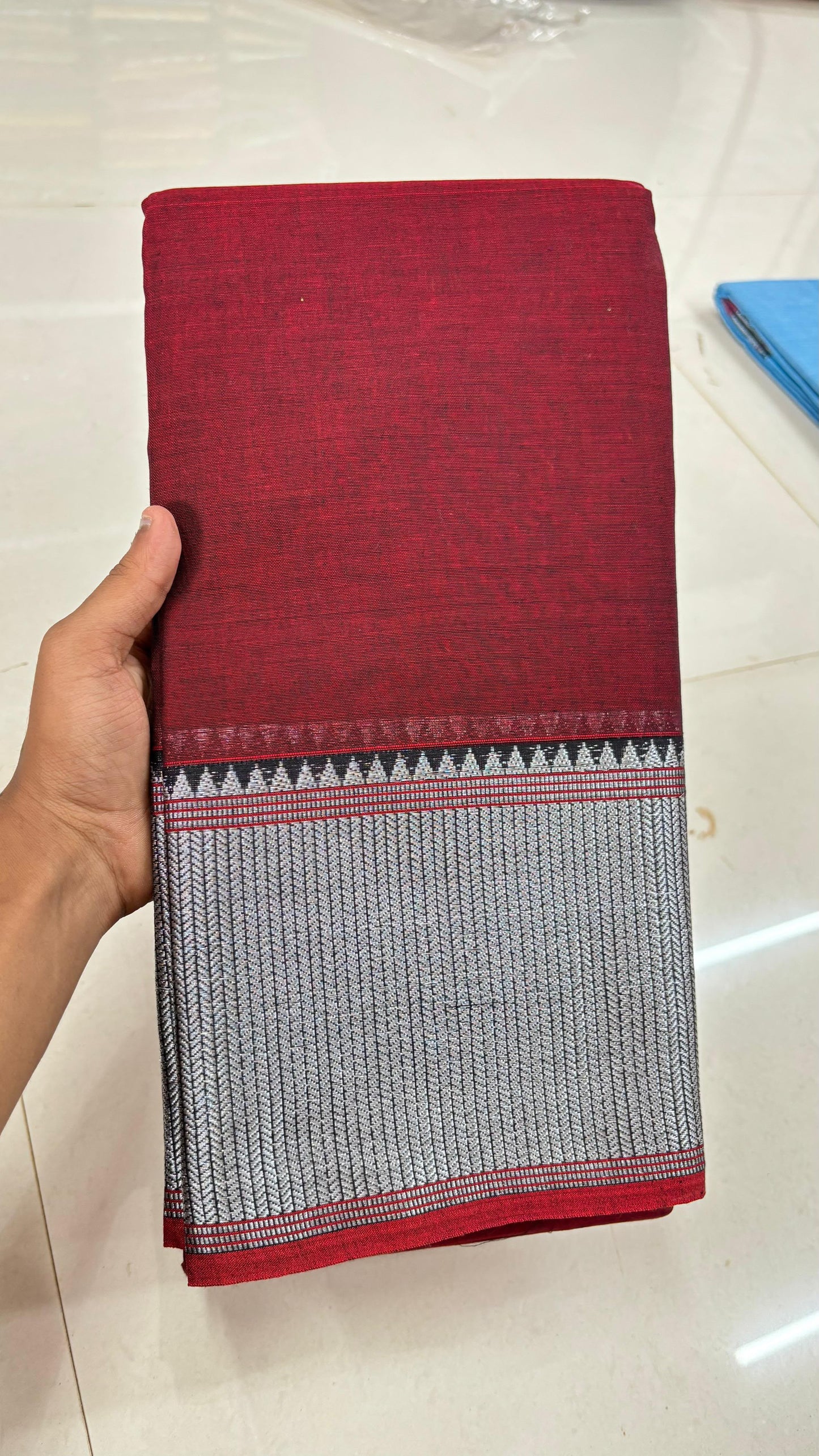 PJJL26A003 Maroon Pure Handloom Narayanpet Cotton Saree