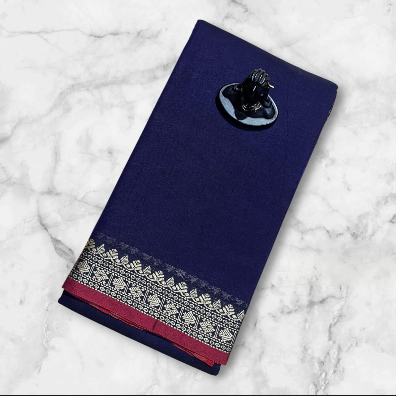 PJJL26A004 Navy Blue Pure Handloom Narayanpet Cotton Saree