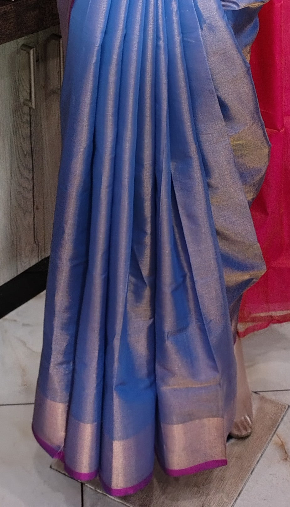 JL26A014 Blue and Pink Pure Handloom Uppada Silk Saree