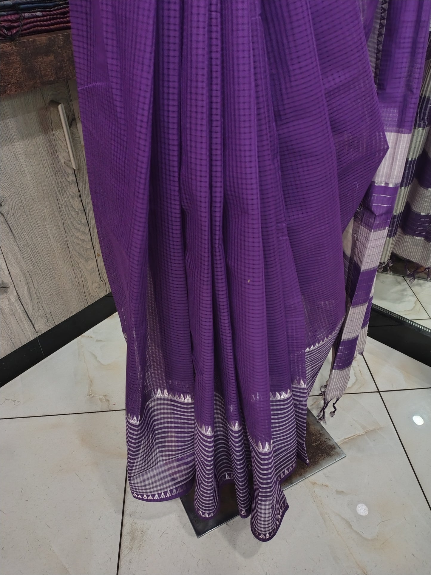 JL26A033 Purple Pure Handloom Mangalgiri Cotton Saree