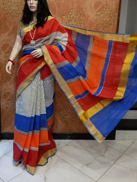 pj-red-white-hand-block-painted-kerala-cotton-saree-kcbadi056