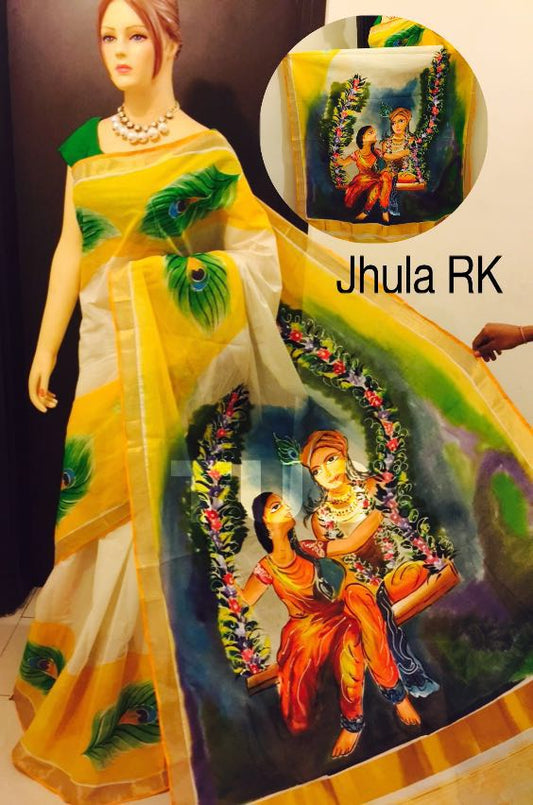 pj-radha-krishna-hand-painted-kerala-cotton-saree-kcadi024