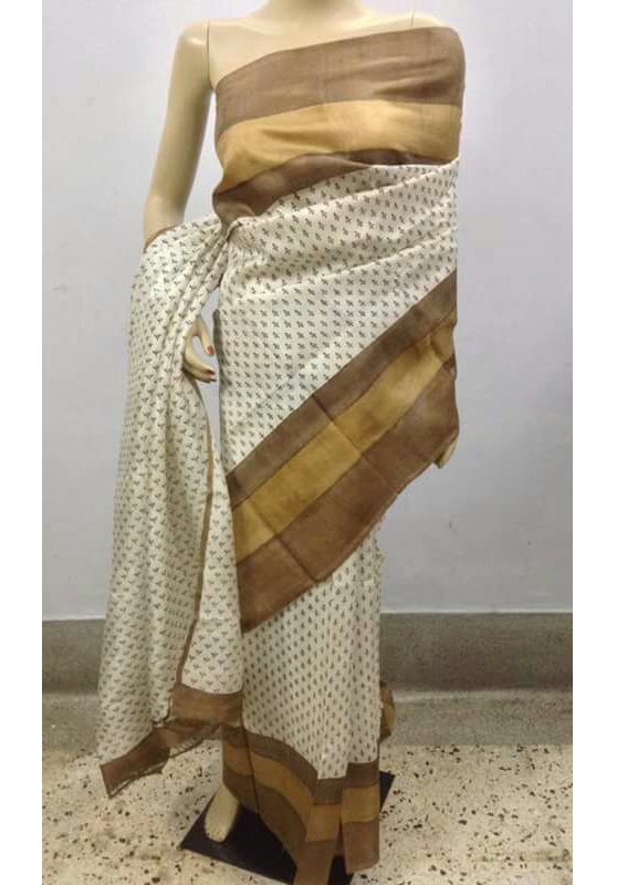 PJ-Hand Painted Pure Hand Woven Tussar Silk saree-MTS004