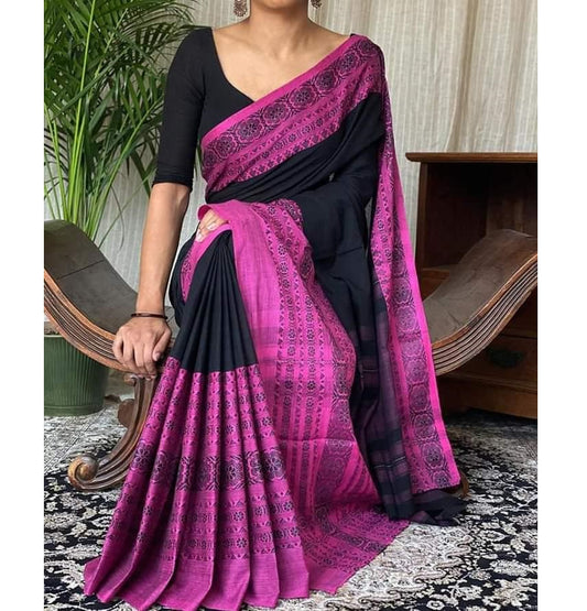 Purple Pure Bengal cotton Saree