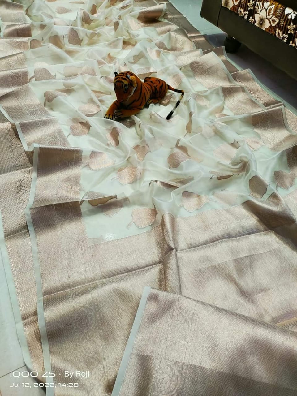 PJMR23A101 Pastel Blue Pure Banarasi Organza Soft Silk Sarees