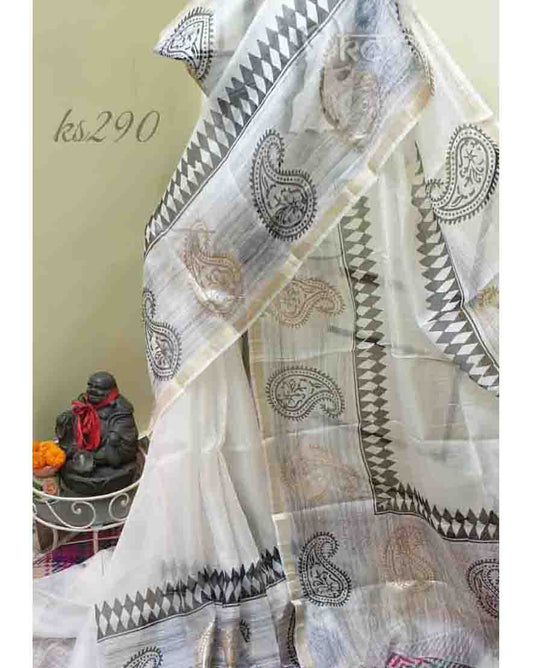 The Beauty and Elegance of White & Black Silk Saree
