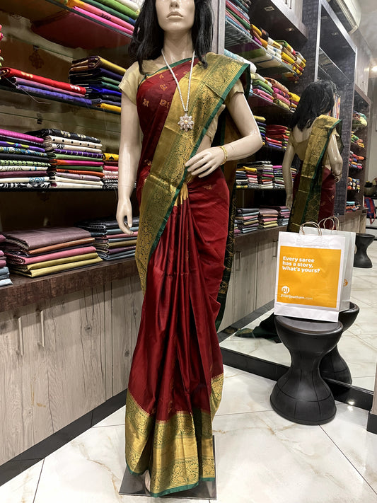 SP24A067 Maroon Green Pure Handloom Uppada Silk Saree