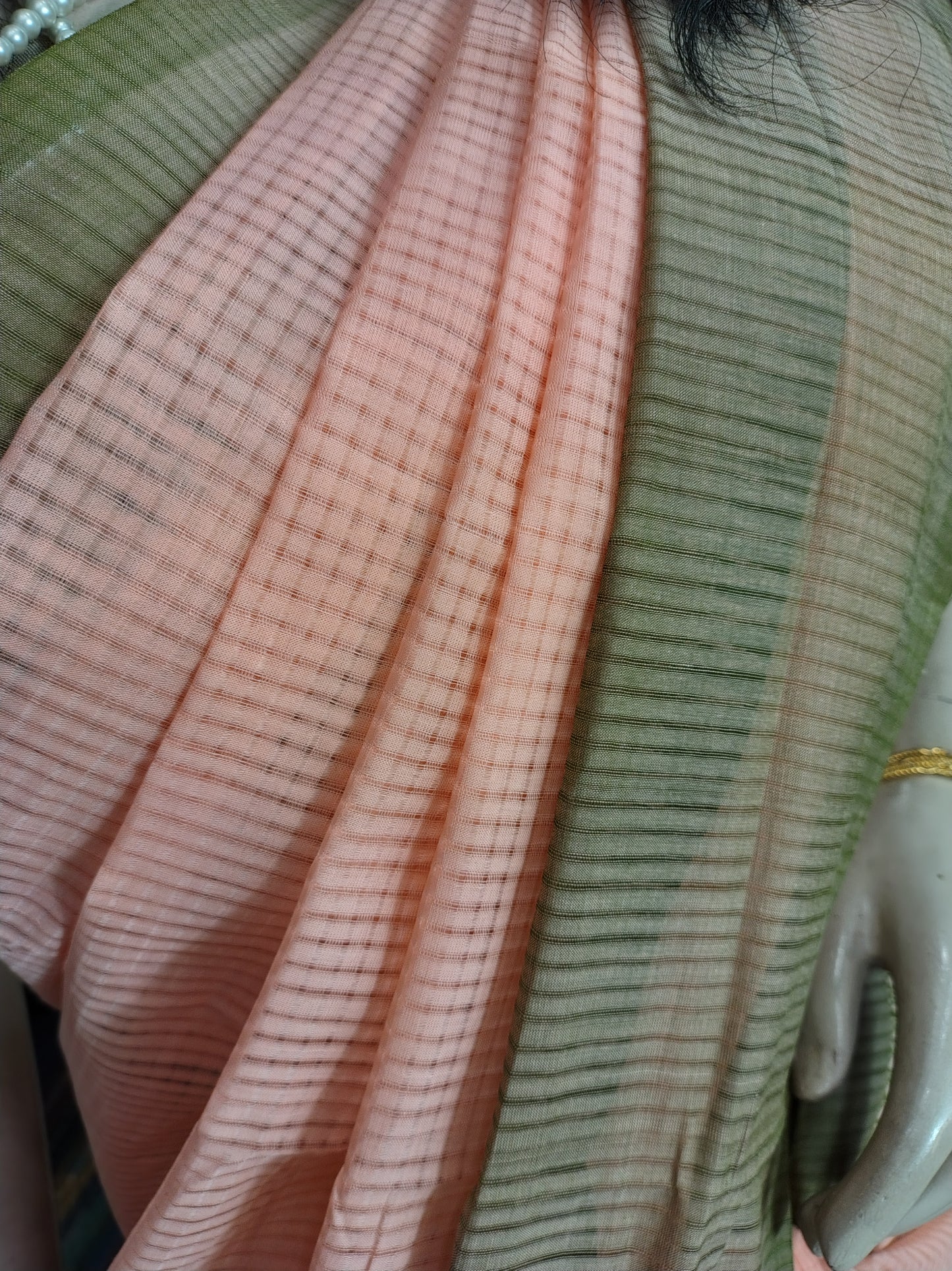 JL26A030 Peach Pink Pure Handloom Mangalgiri Cotton Saree