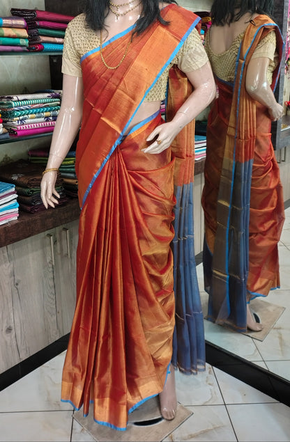 JL26A013 Maroon and Blue Pure Handloom Uppada Silk Saree