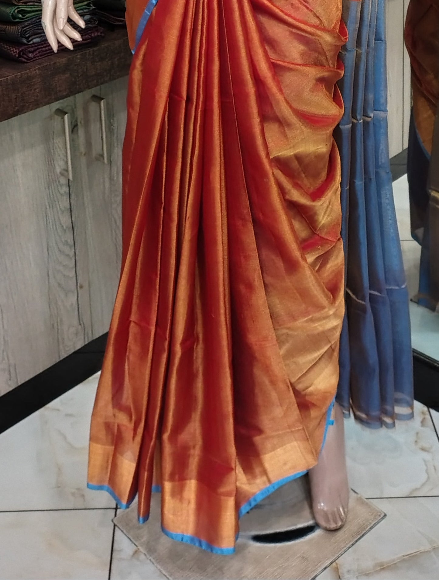 JL26A013 Maroon and Blue Pure Handloom Uppada Silk Saree