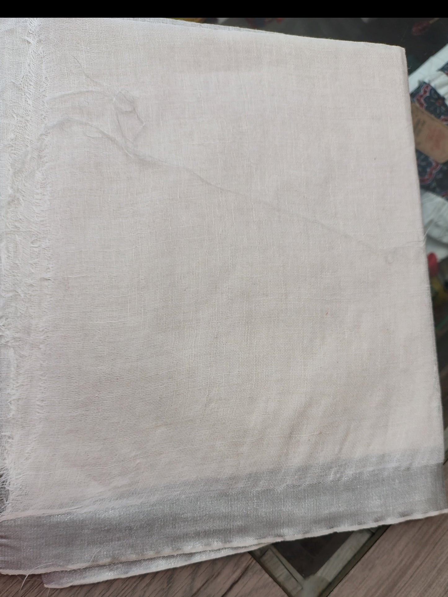 JL26A059 Black and White Pure Handloom Linen Embroidered Saree