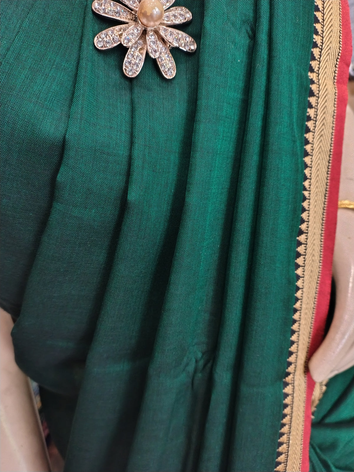 JL26A149 Green Pure Handloom Narayanpet Cotton Saree