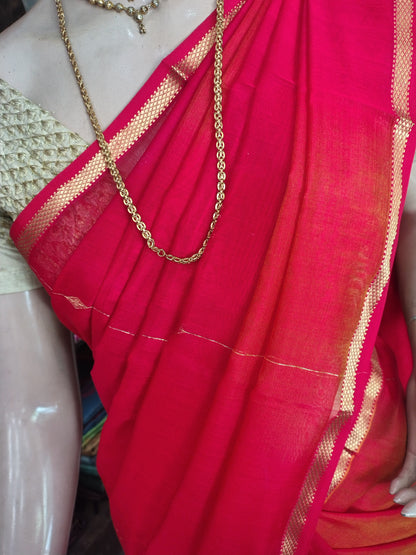 JL26A143 Red Pure Handloom Maheshwari Silk Saree