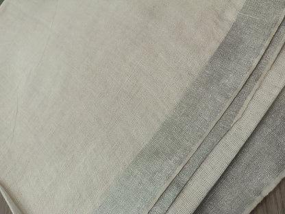 JL26A061 Pink and White Pure Handloom Linen Embroidered Saree