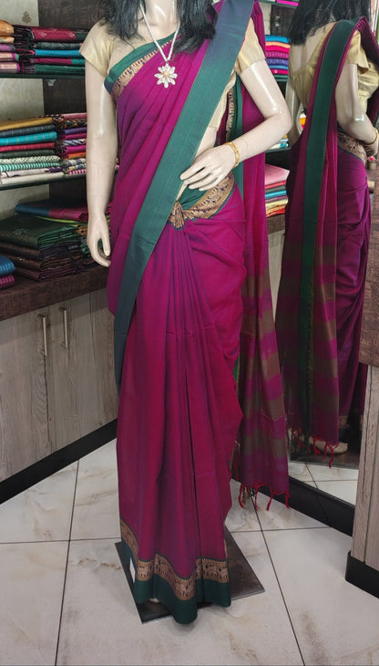JL26A007 Purple Pure Handloom Narayanpet Cotton Saree